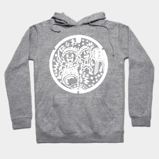 Hanawa drain cover - Japan - white design, back print Hoodie